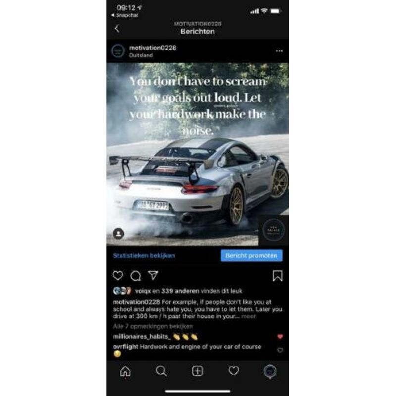 Motiverende pagina Instagram.