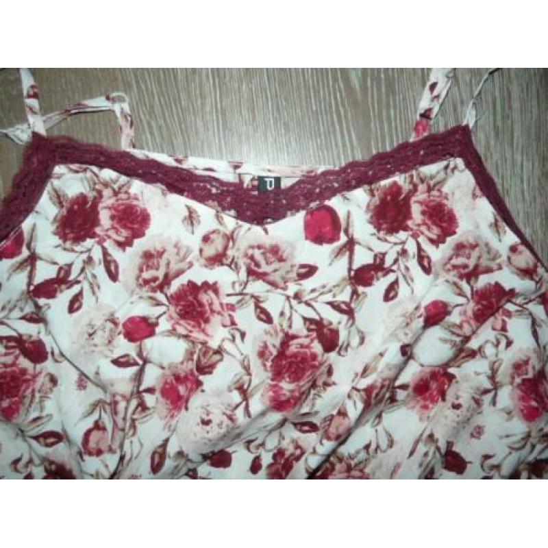 Maxi lange romantische rozen jurk maat M 38 40 ibiza bali