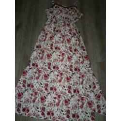 Maxi lange romantische rozen jurk maat M 38 40 ibiza bali