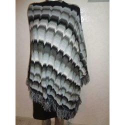 nieuwe poncho zwart grijs