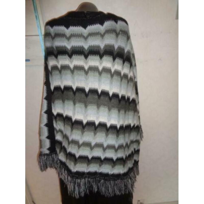 nieuwe poncho zwart grijs