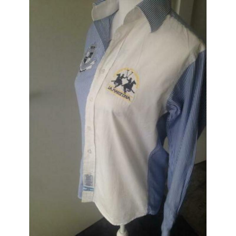 LA MARTINA blauw witte blouse maat S