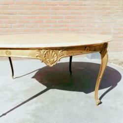 Koperen tafel met marmerplaat