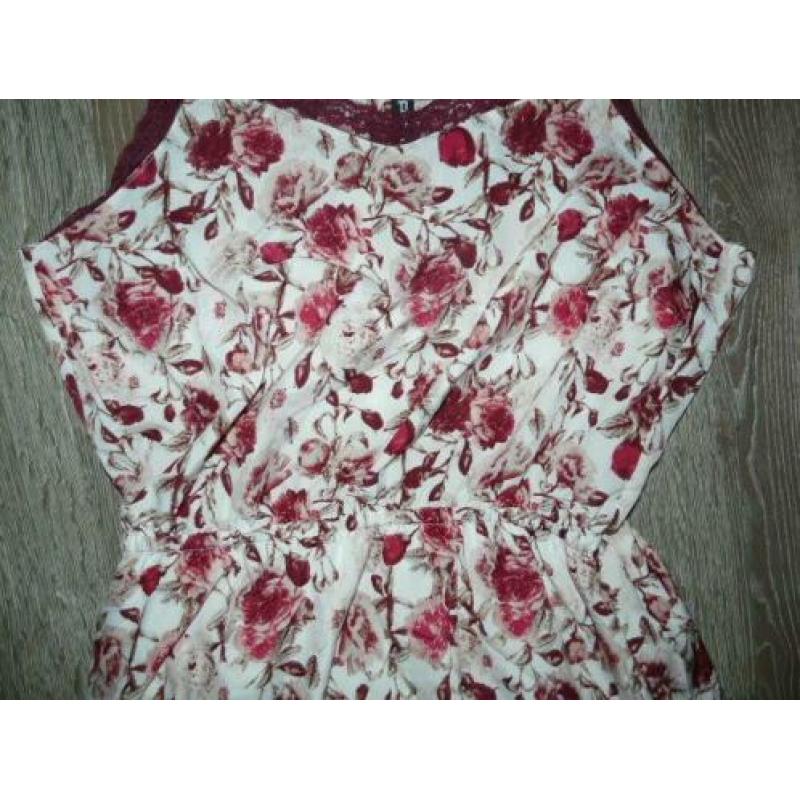 Maxi lange romantische rozen jurk maat M 38 40 ibiza bali