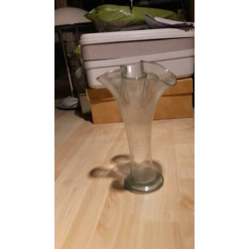 Glazen vouw vaas h=23cm