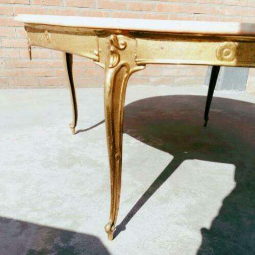 Koperen tafel met marmerplaat