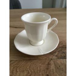Wedgwood Queen's Plain koffie kopjes met schotel 6x