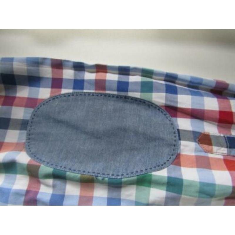 E1900 NZA NEW ZEALAND XL overhemd rood wit blauw ruit elbow