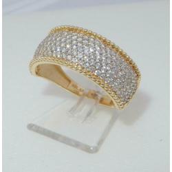 Brede 14 karaat Gouden Dames Ring met Witte Saffieren M18