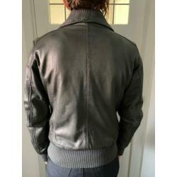 bomber leer / leren tussenjas / kort jack leder maat M 38-40
