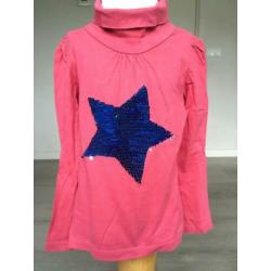 ROOD shirt met verander pailletten netjes mt 110 / 116 D21
