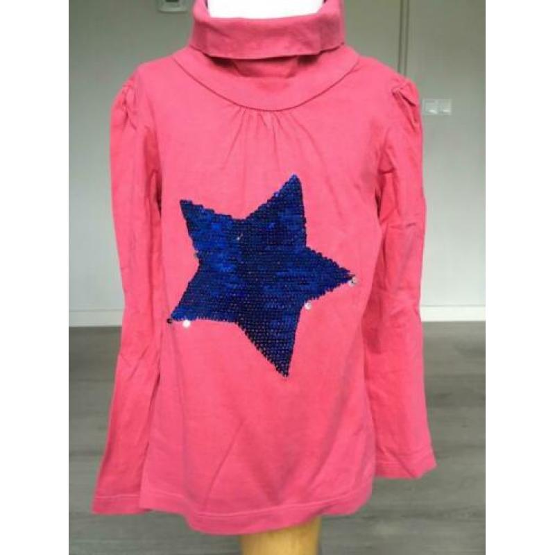 ROOD shirt met verander pailletten netjes mt 110 / 116 D21
