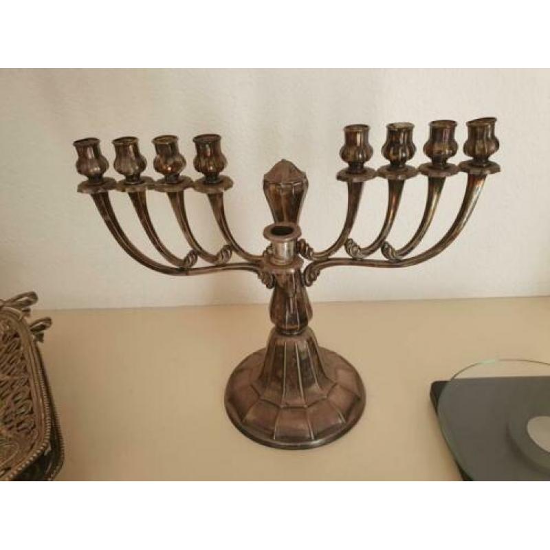 Sterling zilveren chanoekia - Judaica - kandelaar