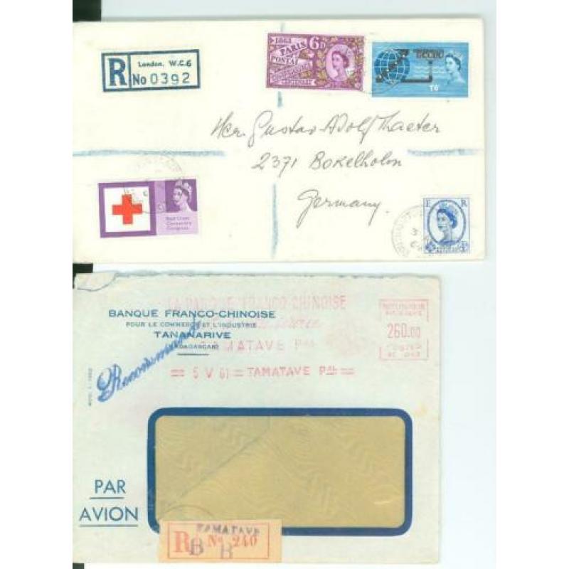 10 Verschillende Enveloppen met Aantekenstrookje, Buitenland