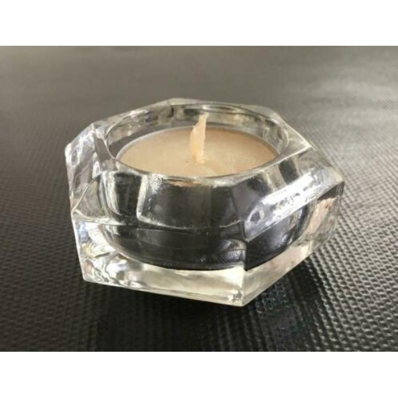 2x Waxinelicht houder glas kaarsenstandaard