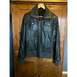 bomber leer / leren tussenjas / kort jack leder maat M 38-40