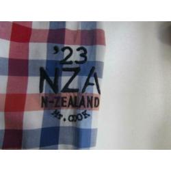 E1900 NZA NEW ZEALAND XL overhemd rood wit blauw ruit elbow