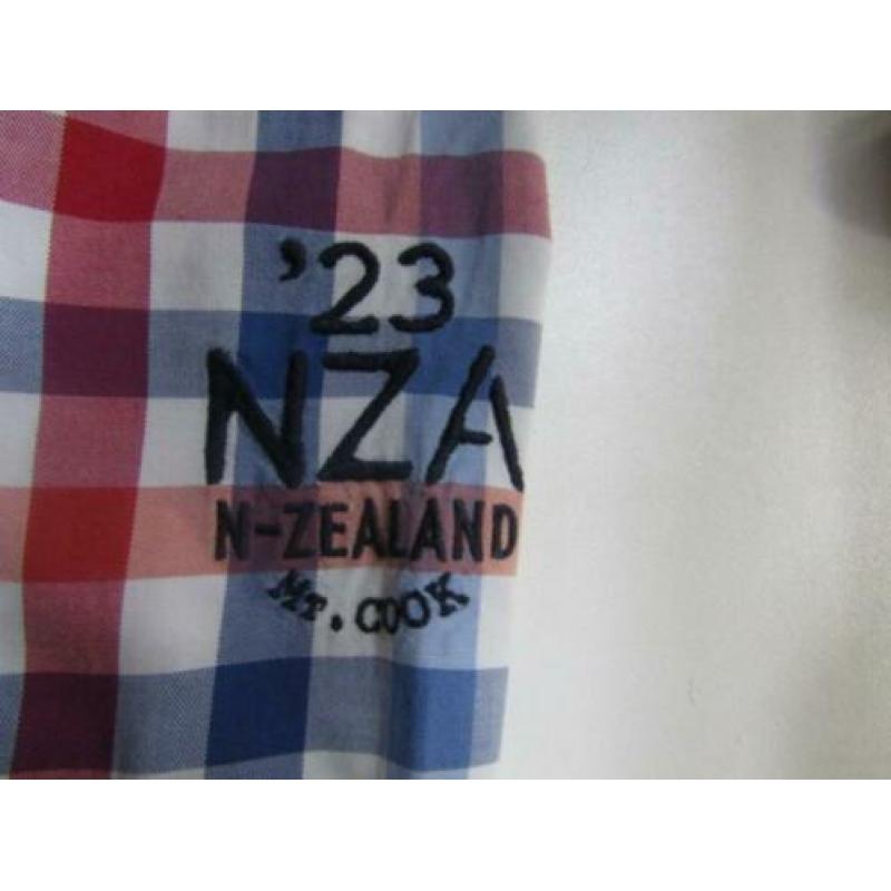 E1900 NZA NEW ZEALAND XL overhemd rood wit blauw ruit elbow
