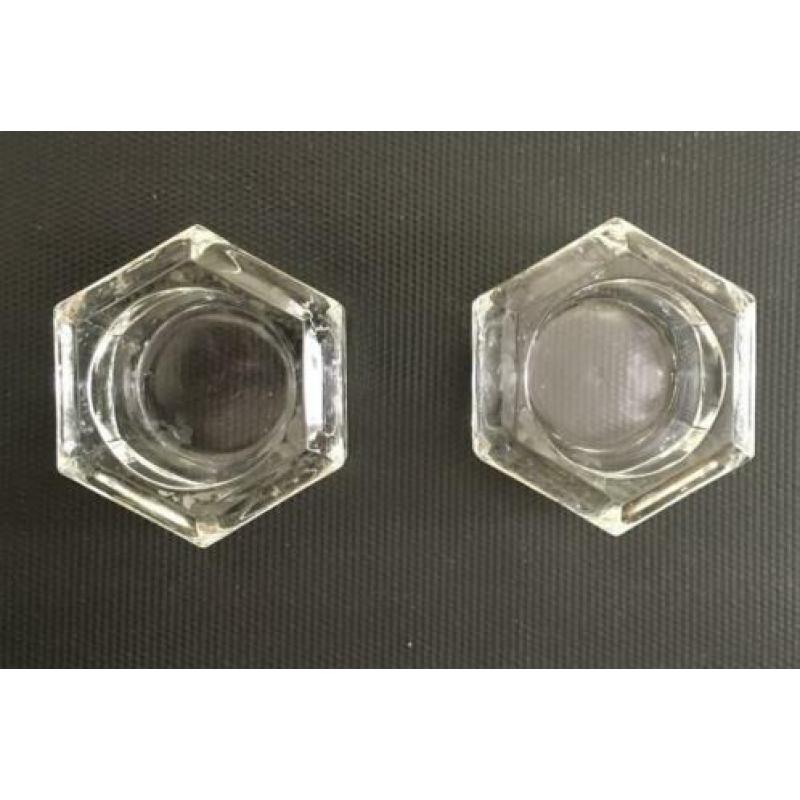 2x Waxinelicht houder glas kaarsenstandaard