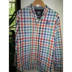 E1900 NZA NEW ZEALAND XL overhemd rood wit blauw ruit elbow