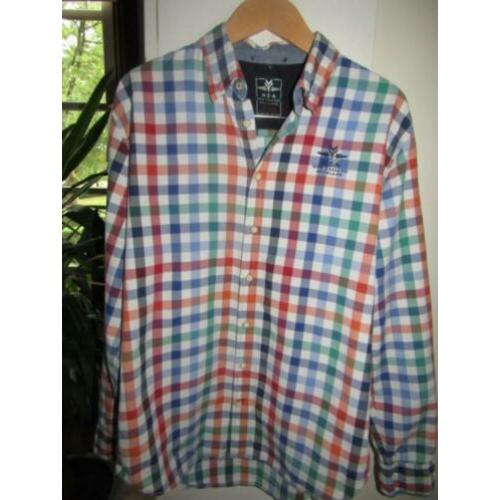 E1900 NZA NEW ZEALAND XL overhemd rood wit blauw ruit elbow