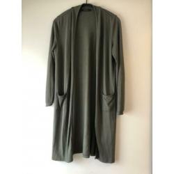 Supertrash lang fijngebreid vest groen, maat M / 38