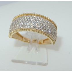 Brede 14 karaat Gouden Dames Ring met Witte Saffieren M18