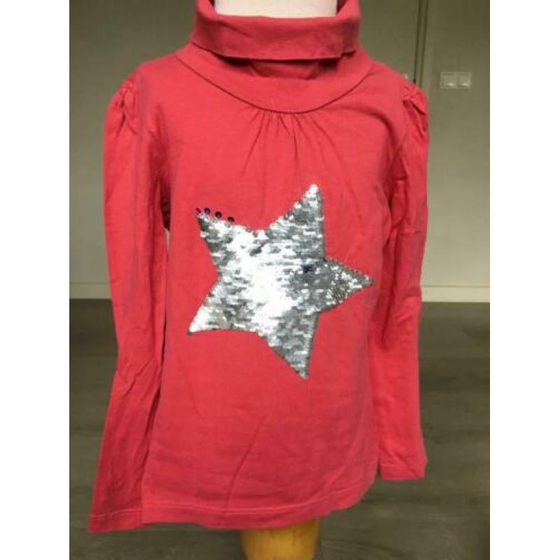 ROOD shirt met verander pailletten netjes mt 110 / 116 D21