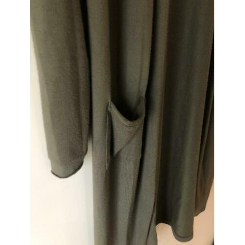 Supertrash lang fijngebreid vest groen, maat M / 38