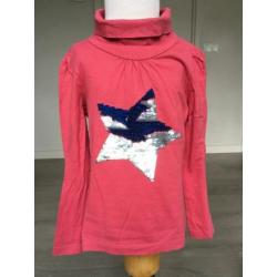 ROOD shirt met verander pailletten netjes mt 110 / 116 D21