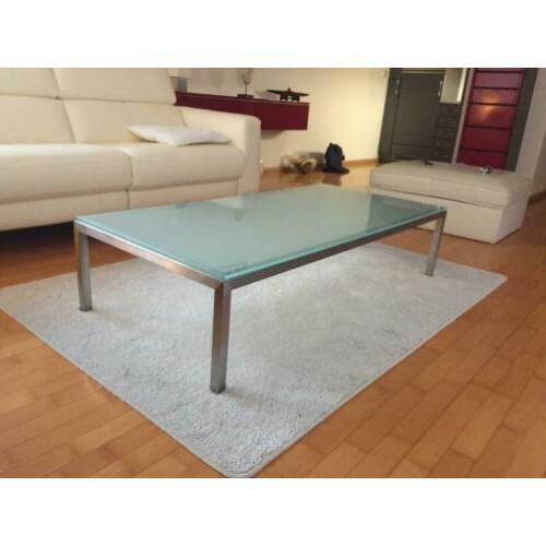 RVS Salontafel, mat glas