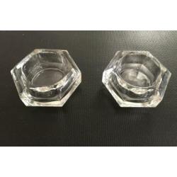2x Waxinelicht houder glas kaarsenstandaard
