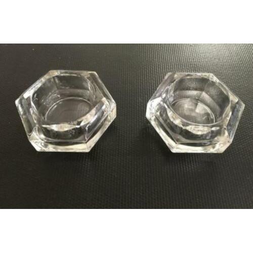 2x Waxinelicht houder glas kaarsenstandaard