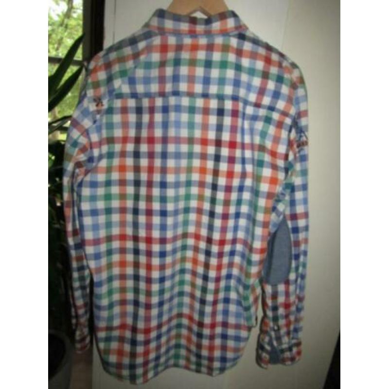 E1900 NZA NEW ZEALAND XL overhemd rood wit blauw ruit elbow