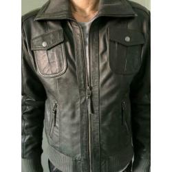 bomber leer / leren tussenjas / kort jack leder maat M 38-40