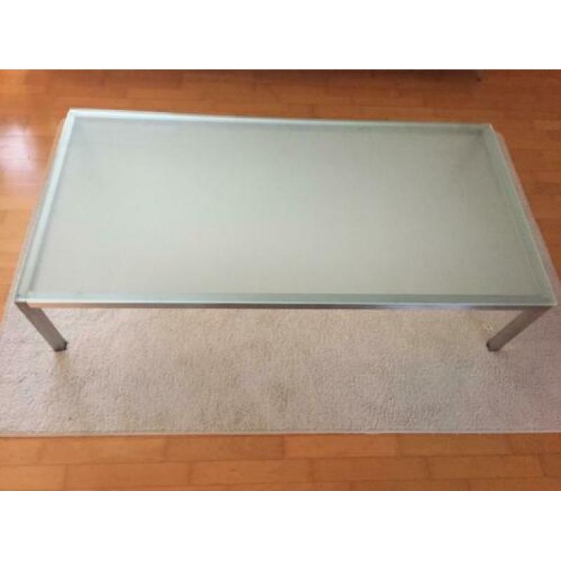RVS Salontafel, mat glas