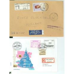 10 Verschillende Enveloppen met Aantekenstrookje, Buitenland