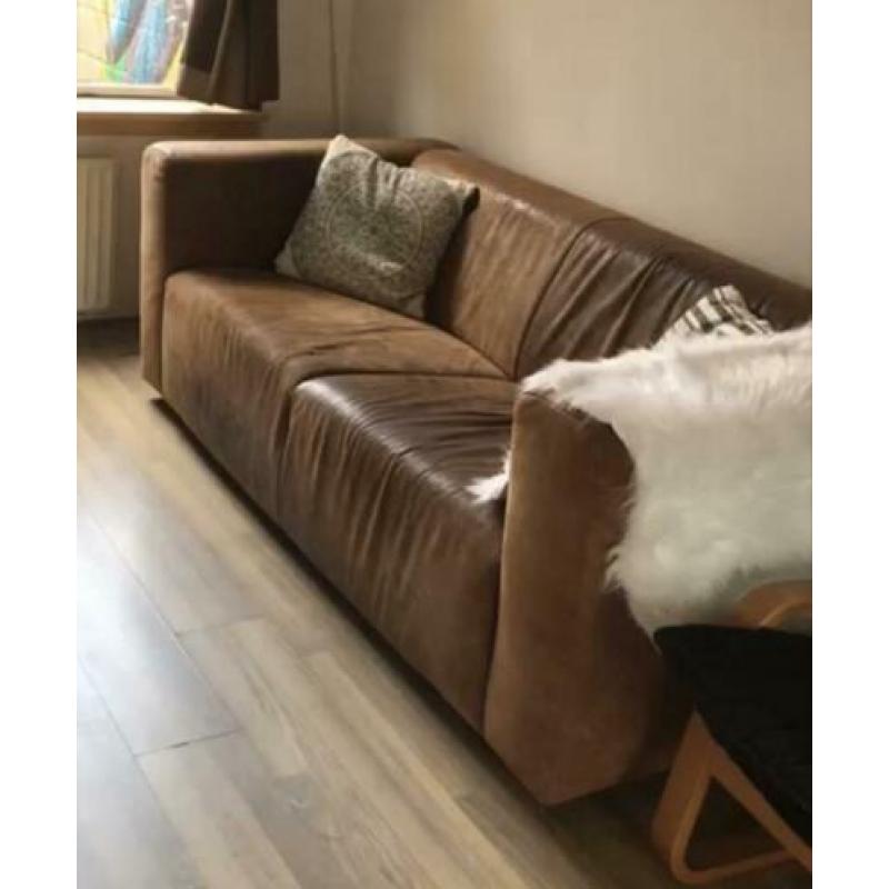 Nubuck leren bank (moet weg, ivm verhuizen!!!)
