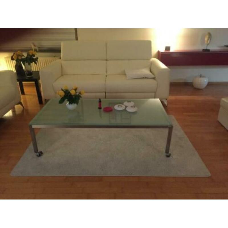RVS Salontafel, mat glas