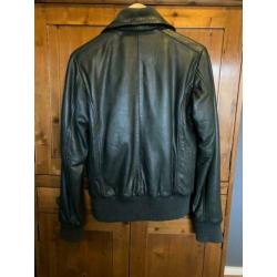 bomber leer / leren tussenjas / kort jack leder maat M 38-40