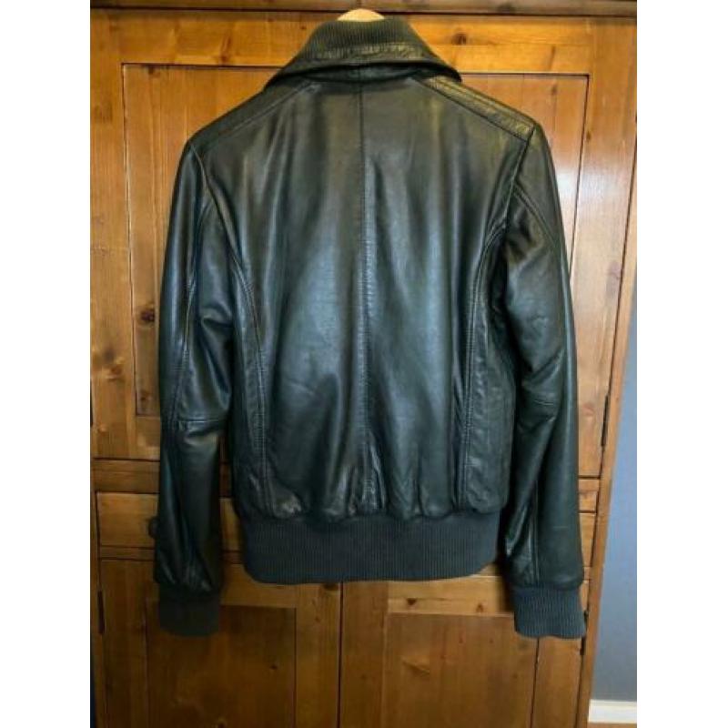 bomber leer / leren tussenjas / kort jack leder maat M 38-40