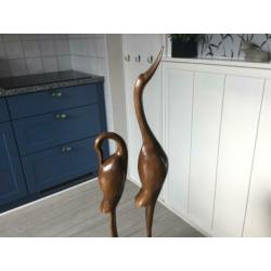 2 houten vogels, jaren 60/70