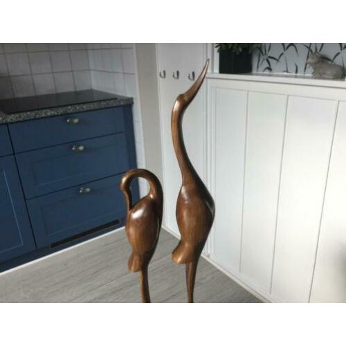 2 houten vogels, jaren 60/70
