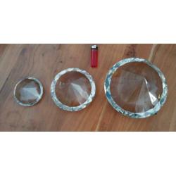 Diamantvorm geslepen glazen objecten set van 3
