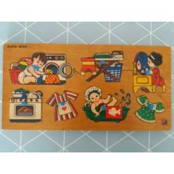 Vintage houten noppen poppen puzzel