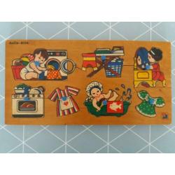 Vintage houten noppen poppen puzzel