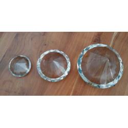 Diamantvorm geslepen glazen objecten set van 3