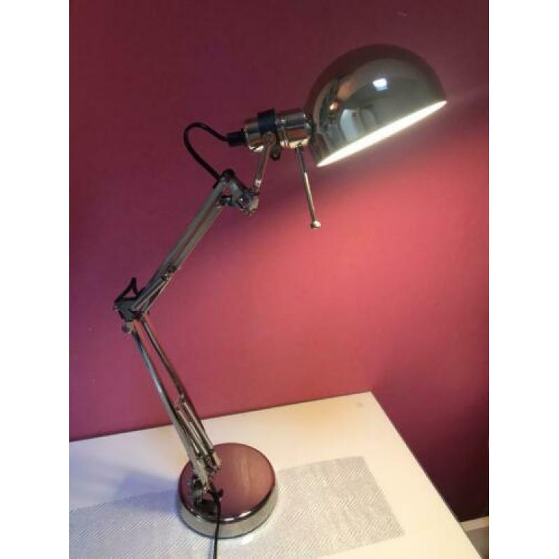 Tafellamp bureaulamp vernikkeld zilver werkend IKEA