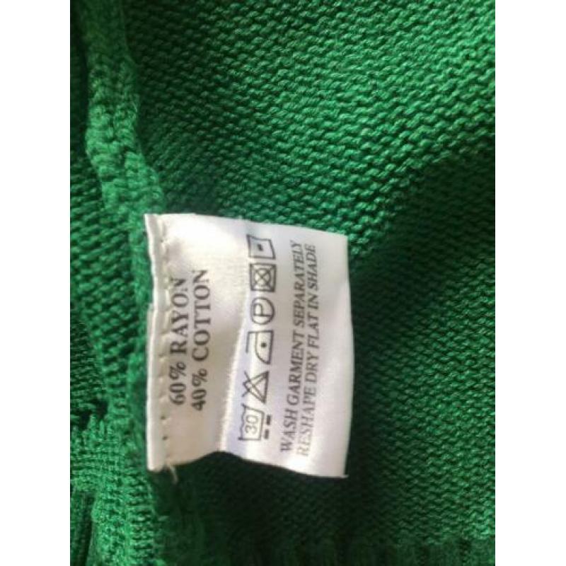King Louie groen ajour gebreid vestje roosjes katoenmix xs