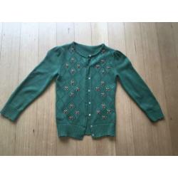 King Louie groen ajour gebreid vestje roosjes katoenmix xs
